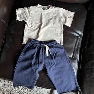 Go Gently Cream T-Shirt and Peace Navy Pants Set